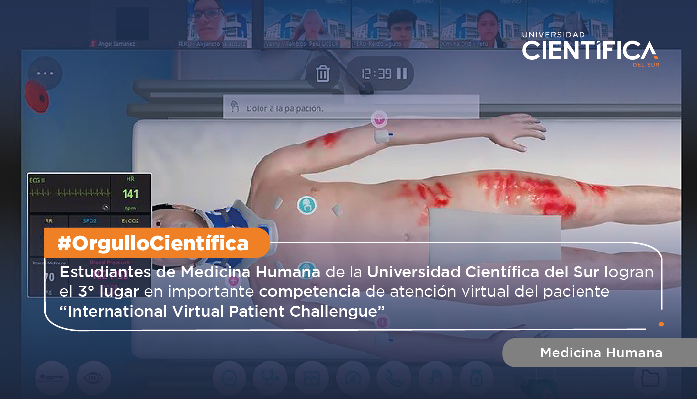 Estudiantes de Medicina Humana de la Universidad Científica del Sur logran el 3° lugar en importante competencia de atención virtual del paciente “International Virtual Patient Challengue”