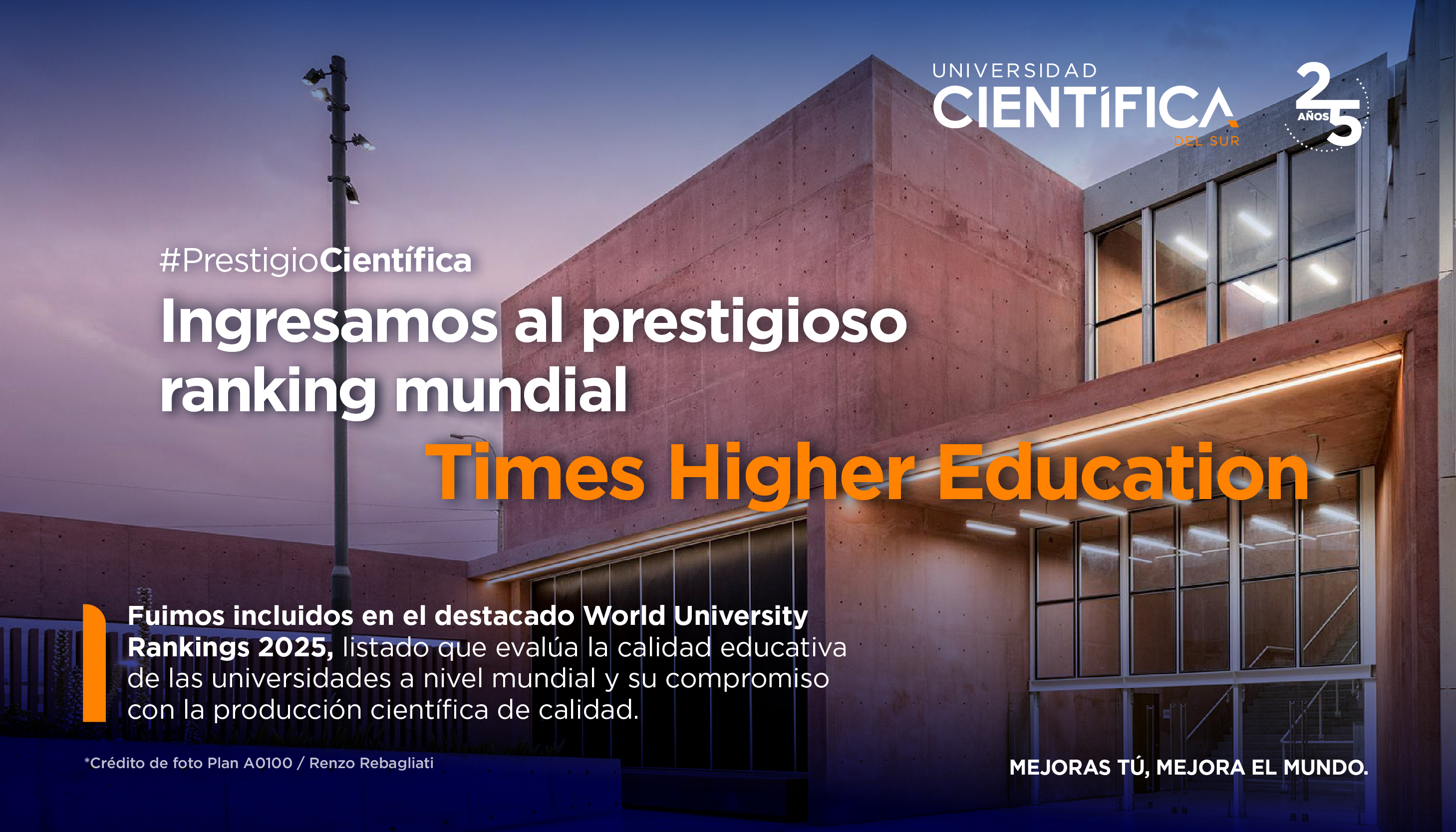 Ingresamos al prestigioso ranking mundial THE | Universidad Científica del Sur