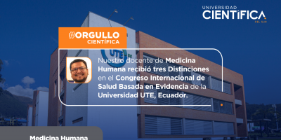 Nuestro docente de Medicina Humana recibió tres Distinciones en el Congreso Internacional de Salud Basada en Evidencia de la Universidad UTE, Ecuador.