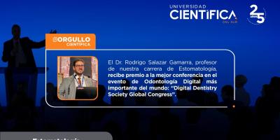 Profesor de nuestra carrera de Estomatología recibe premio en el “Digital Dentistry Society Global Congress”
