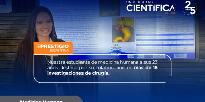 Estudiante de la Carrera de Medicina Humana tiene 23 años y ha colaborado en más de 15 investigaciones en cirugía